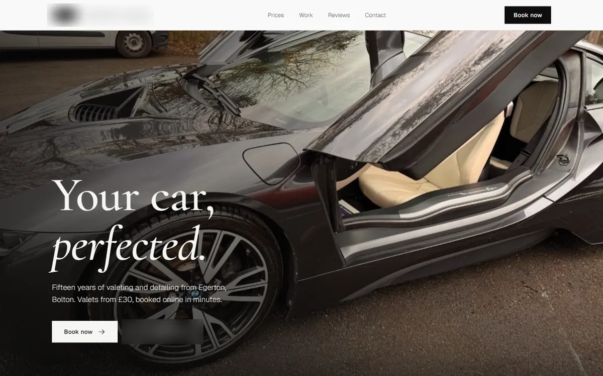 Bolton valeting concept on desktop