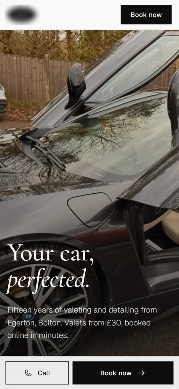 Bolton valeting concept on a phone